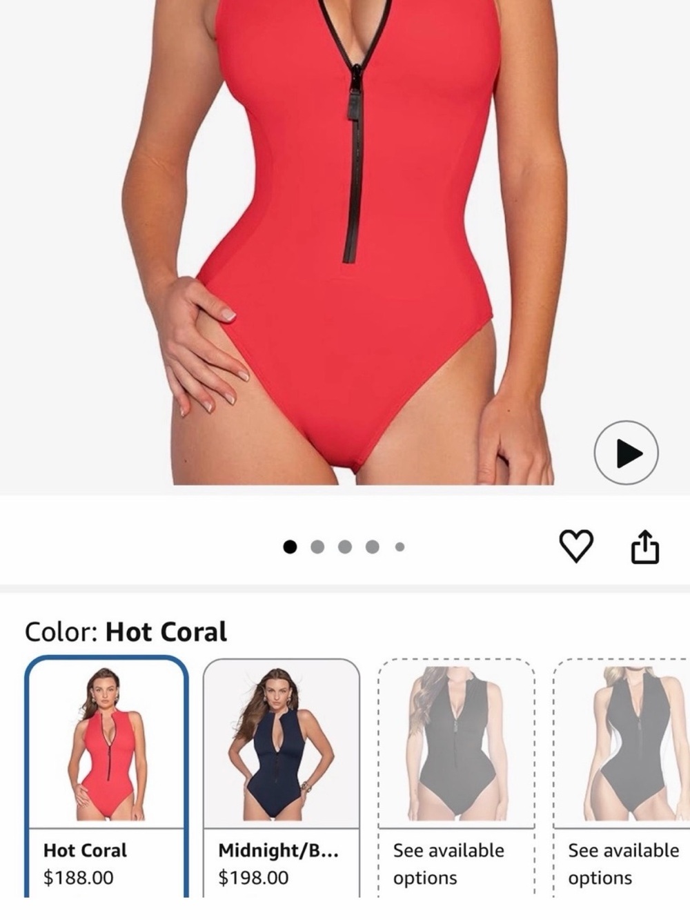 Ta3 Hot Coral Zip-Front Surfy One-Piece Swimsuit - Picture 3 of 6